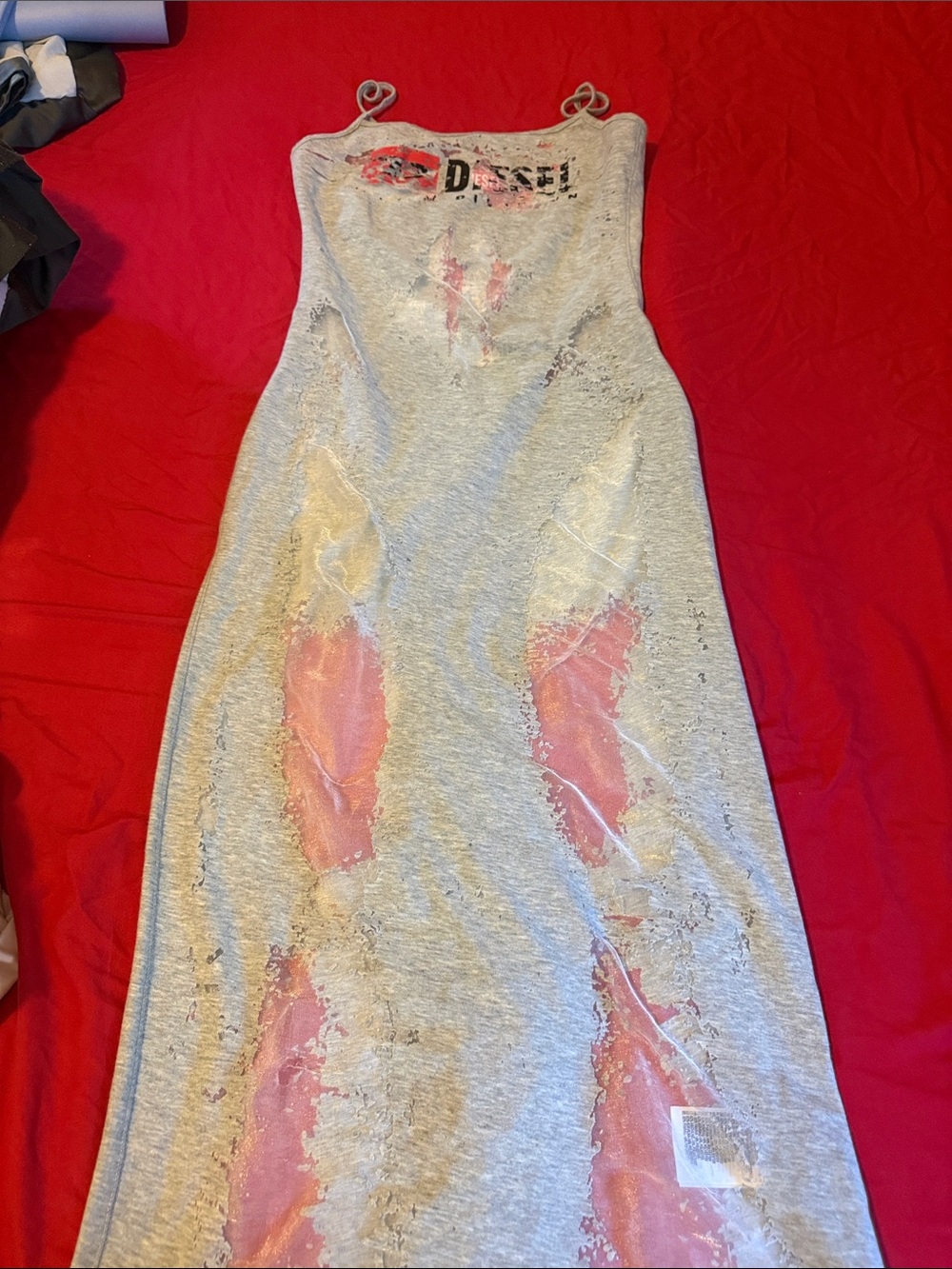 Diesel Grey Tank Maxi Dress with Pink Panels